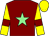 Maroon, light green star, yellow sleeves, maroon armlets, yellow cap