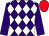 PURPLE and WHITE diamonds, PURPLE sleeves, RED cap