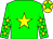 green, yellow star, yellow stars on sleeves, green star on yellow cap