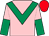 Pink, emerald green chevron, halved sleeves, red cap