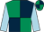 Emerald green and dark blue (quartered), light blue sleeves