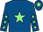 Royal blue, light green star, light green stars on sleeves, light green star on cap