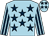 Light blue, dark blue stars, striped sleeves and stars on cap