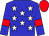 blue, white stars, blue sleeves, red armlets, red cap