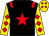 black, red star, red epaulettes, red diamonds on gold sleeves,  red diamonds on gold cap