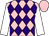 pink, purple diamonds, white sleeves, pink cap