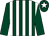 dark green and white stripes, dark green sleeves, white star on dark green cap