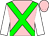 pink, green cross belts, white sleeves