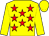 Yellow, red stars, yellow sleeves & cap