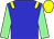 Blue, yellow epaulets, light green arms, yellow cap