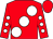 Red, large white spots, red sleeves, white spots