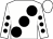 White, large black spots, black spots on sleeves, white cap