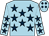 Light blue, dark blue stars, light blue cap, dark blue diamonds