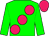 Big-green body, rose large spots, big-green arms, rose cap