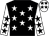 Black, white stars, white sleeves, black stars, white cap, black stars