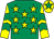 Emerald green, yellow stars, yellow and emerald green chevrons on sleeves, yellow cap, emerald green star