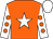 orange, white star, orange spots on white sleeves, white cap