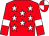 red, white stars, red sleeves, white armlets, quartered cap