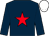 dark blue, red star, white cap