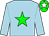 Blue-light body, green star, blue-light arms, green cap, white star