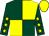 Dark green and yellow (quartered), dark green sleeves, yellow stars and cap