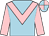 Light blue, pink chevron and sleeves, quartered cap