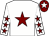 White, maroon star, maroon stars on sleeves, maroon cap, white star