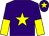 Purple body, yellow star, purple cap, yellow star