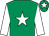 Emerald green, white star, white sleeves, emerald green cap, white star