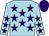 light blue, purple stars, purple cap