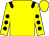 Yellow body, black epaulettes, yellow arms, black spots, yellow cap