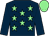 Dark blue, light green stars, dark blue arms, light green cap