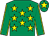 Emerald green, yellow stars, seams on sleeves, star on cap