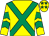 Yellow, emerald green cross belts, chevrons on sleeves, yellow cap, emerald green stars