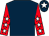 Dark blue, red sleeves, white stars, dark blue cap, white star