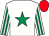 White, emerald green star, striped sleeves, red cap