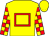 Yellow, red hollow box, check sleeves, yellow cap