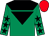 EMERALD GREEN, black inverted triangle, black yoke, black stars on sleeves, Red cap