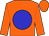 Orange body, big-blue disc, orange arms, orange cap