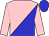 pink and blue halved diagonally, pink sleeves, blue cap