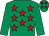 Emerald green, red stars, emerald green sleeves