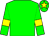 Green body, green arms, yellow armlets, green cap, yellow star