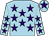 Light blue, purple stars, purple star on cap