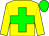 Yellow, green cross, yellow arms, green cap