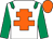 White, orange cross of lorraine, emerald green epaulets and sleeves, orange cap