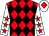 Red and black diamonds, white sleeves, red stars, white cap, red diamond