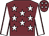 Garnet body, white stars, white arms, garnet seams, garnet cap, white stars