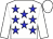 White, blue stars, white sleeves and cap