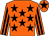 Orange, black stars, striped sleeves and star on cap