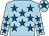 Light blue, royal blue stars, light blue cap, royal blue star